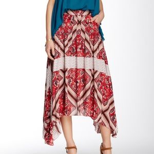Free People Printed Midi Boho Skirt